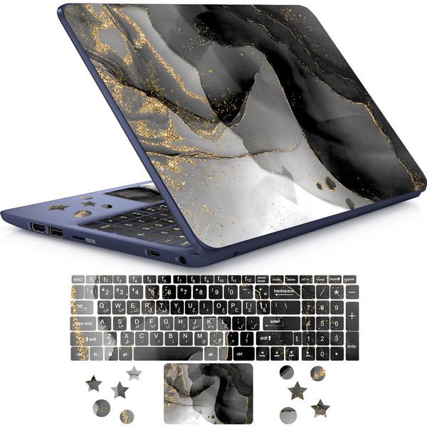 استیکر لپ تاپ راتیانا مدل marble_16 مناسب برای لپ تاپ 15 تا 17 اینچ به همراه برچسب حروف فارسی