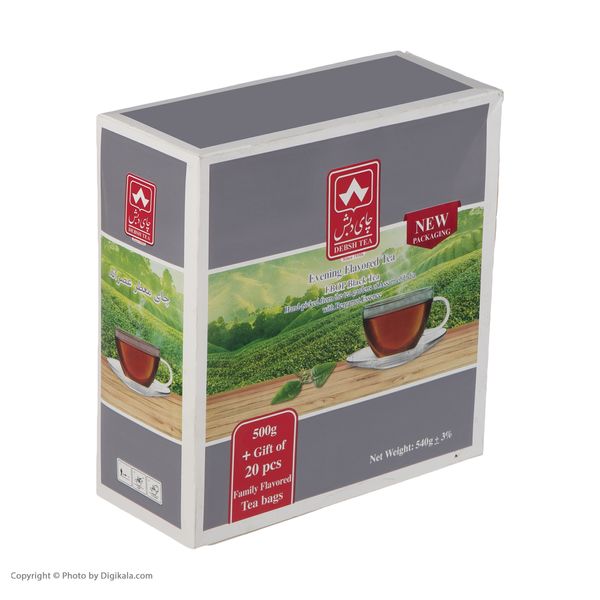 چای سیاه شکسته نیم ریز و باروتی دبش - 500 گرم به همراه 20 عدد چای کیسه ای معطر خانواده