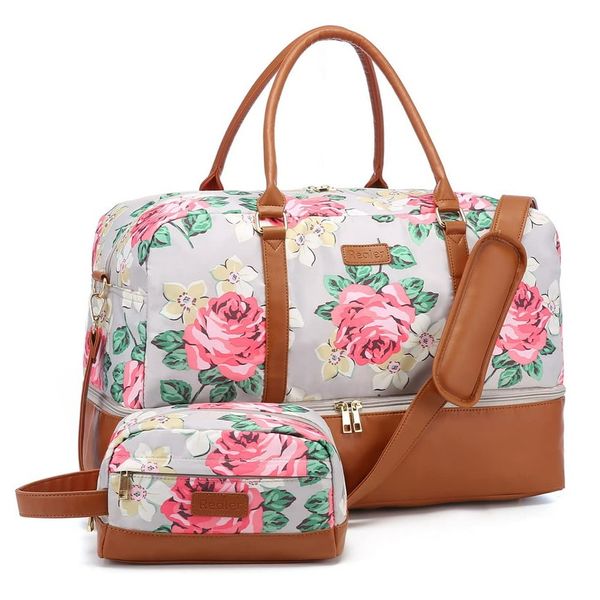 ساک سفری مدل گلدار زیبا به همراه کیف دستی