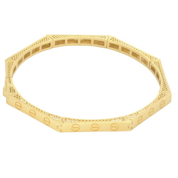 دستبند النگویی طلا 18 عیار زنانه طلای مستجابی مدل پلیسی کد 001