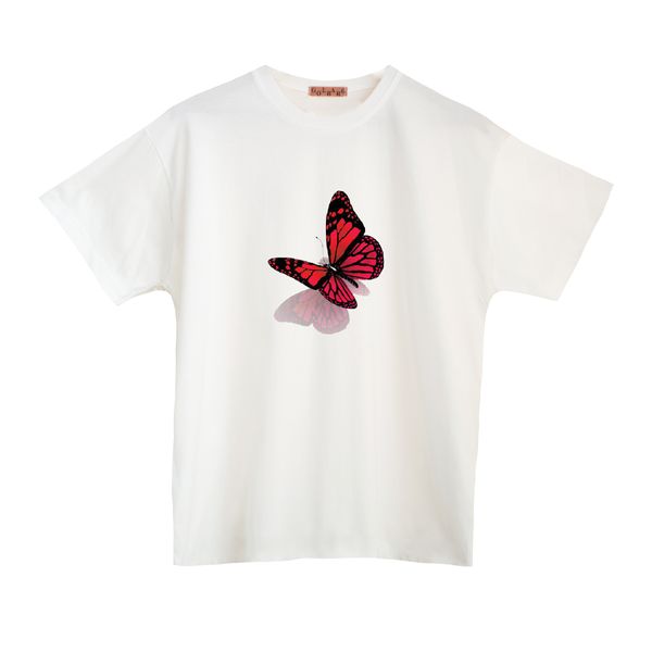 تی شرت آستین کوتاه دخترانه مدل پروانه
