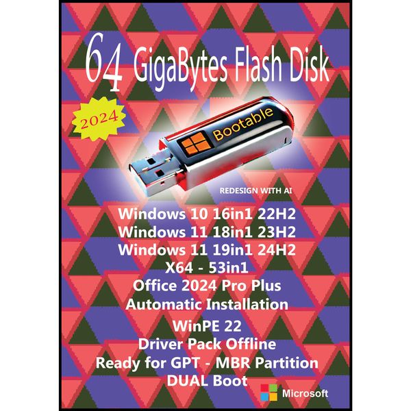 سیستم عامل Windows 10 16in1 - Windows 11 18in1 23H2 - 19in1 24H2 X64 Office 2024 Driver Pack نشر مایکروسافت