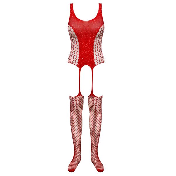 لباس خواب زنانه ماییلدا مدل نگین دار فانتزی کد 4860-7017 رنگ قرمز