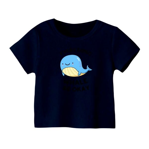 تی شرت آستین کوتاه بچگانه مدل نهنگ کد ۲ رنگ سورمه ای