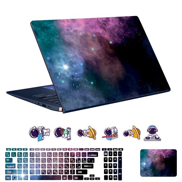استیکر لپ تاپ توییجین و موییجین طرح Space  کد 172 مناسب برای لپ تاپ 15.6 اینچ به همراه برچسب حروف فارسی کیبورد