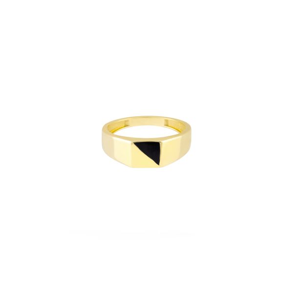 انگشتر طلا 18 عیار زنانه طلا و جواهر درریس مدل پینکی مربع میناکاری