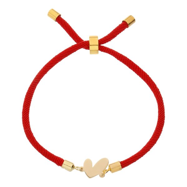 دستبند طلا 18 عیار زنانه گالری شیدا مجد مدل قلب توپر بندی قرمز