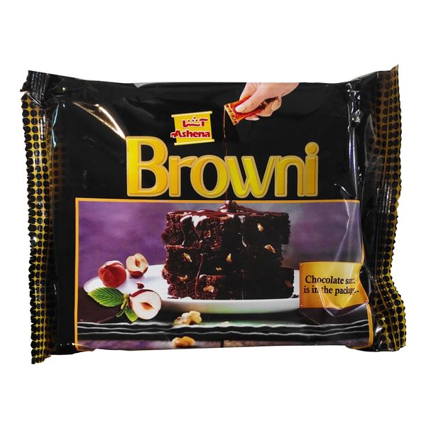 کیک براونی فندق دار با سس شکلات آشنا - 245 گرم بسته 2 عددی