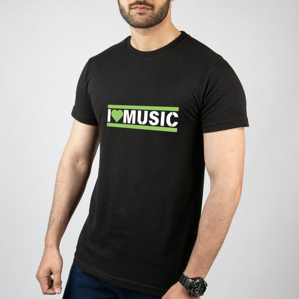 تی شرت آستین کوتاه مردانه مدل I Love Music کد T030