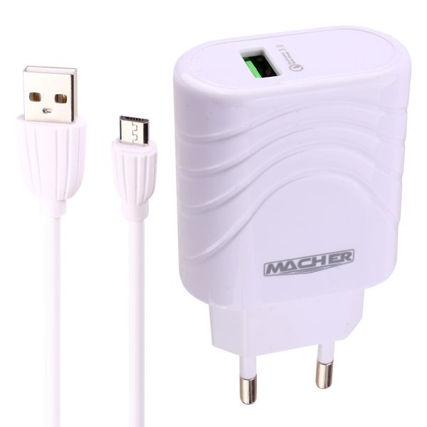  شارژر دیواری 18وات مچر مدل MR-47 به همراه کابل تبدیل microUSB