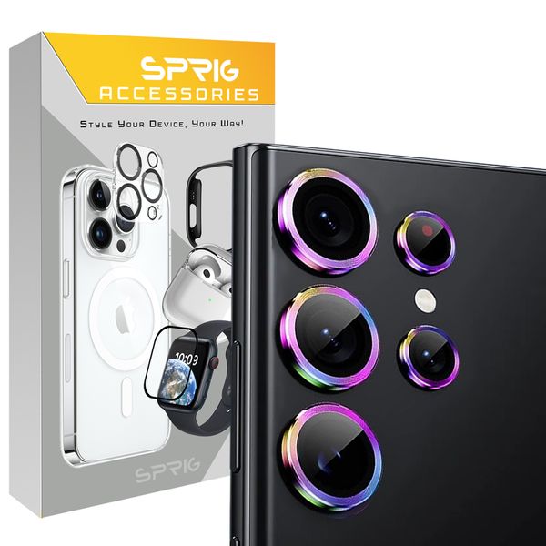 محافظ لنز دوربین اسپریگ مدل Colorful Ring مناسب برای گوشی موبایل سامسونگ Galaxy S22 Ultra