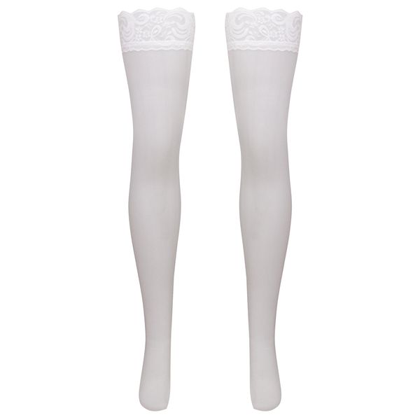 جوراب ساق بلند زنانه ماییلدا مدل لبه گیپوری کد 4927-4445 رنگ سفید