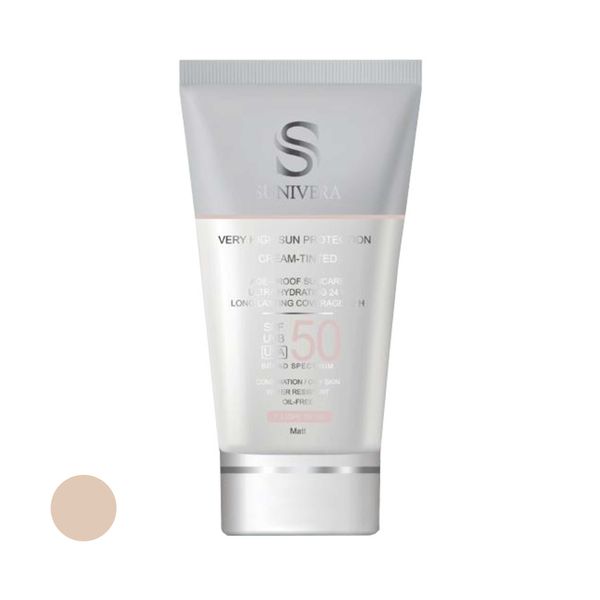 کرم ضد آفتاب رنگی سانیورا مدل SPF50 مناسب پوست های چرب حجم 50 میلی لیتر