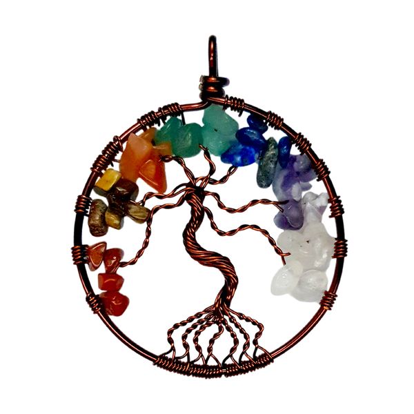 آویز گردنبند مدل درخت زندگی هفت چاکرا 