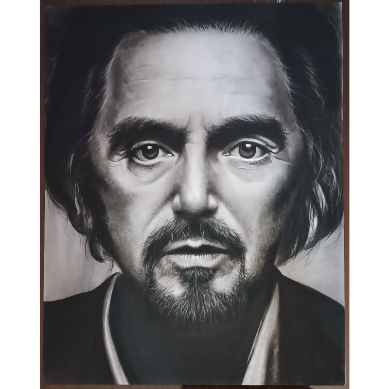 تابلو نقاشی سیاه قلم طرح چهره آل پاچینو