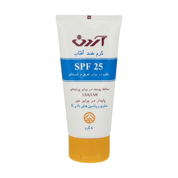 کرم ضد آفتاب بی رنگ آردن مدل SPF25 مناسب انواع پوست وزن 50 گرم 