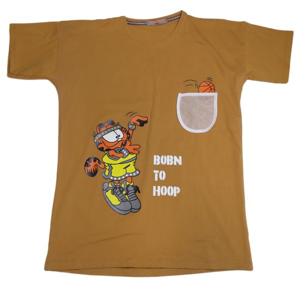 تی شرت لانگ آستین کوتاه دخترانه مدل Garfield 04