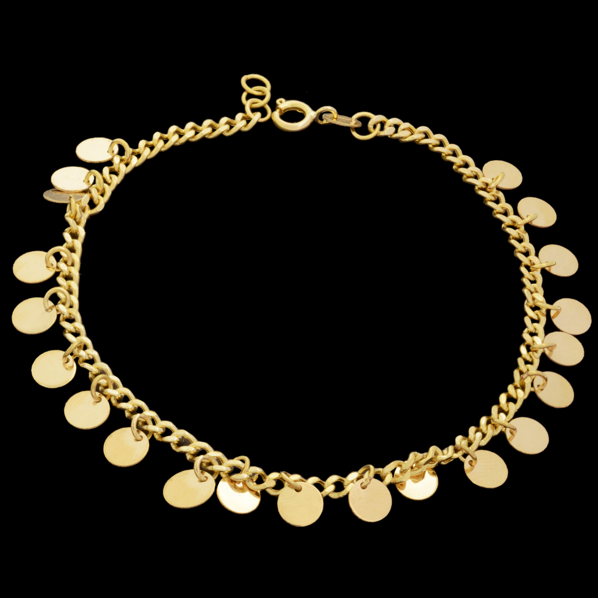 دستبند طلا 18 عیار زنانه طلای مستجابی مدل پولکی گرد کد 13