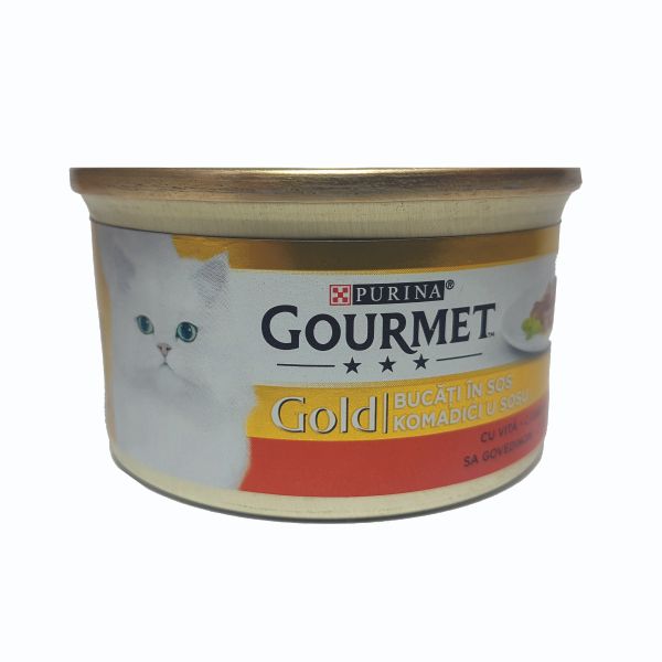 کنسرو غذای گربه پورینا مدل Gourmet Gold وزن 85 گرم
