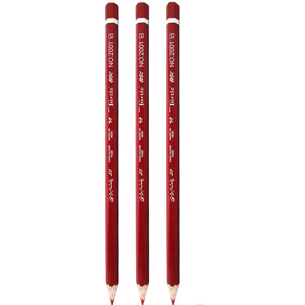 مداد قرمز لاک پشت ایرانی مدل ترتل بسته 3 عددی