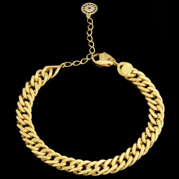 دستبند طلا 18 عیار زنانه طلای مستجابی مدل سیسیل چشم نظر کد 6753