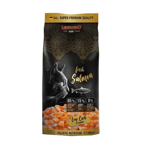 غذای خشک گربه بالغ لئوناردو مدل Fresh Salmon طعم سالمون وزن 250 گرم