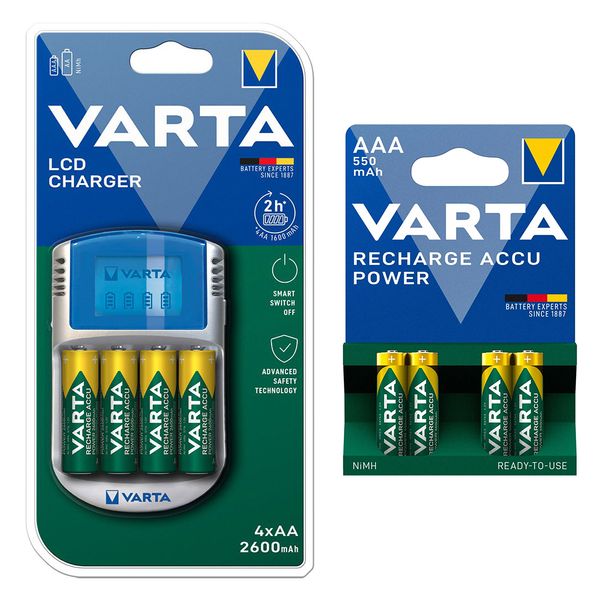 شارژر باتری وارتا مدل LCD CHARGER به همراه باتری نیم قلمی