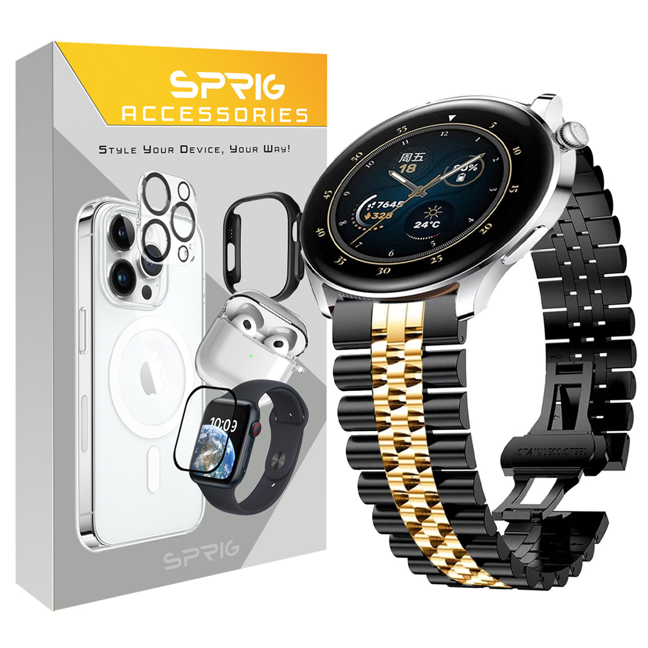 بند اسپریگ مدل 5Row BK مناسب برای ساعت هوشمند سامسونگ Galaxy Watch 6 40mm