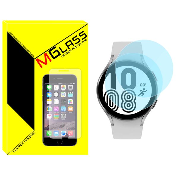 محافظ صفحه نمایش شیشه‌ای ام‌گلس مدل Glass-MG مناسب برای ساعت هوشمند سامسونگ Galaxy Watch 4 40mm بسته دو عددی