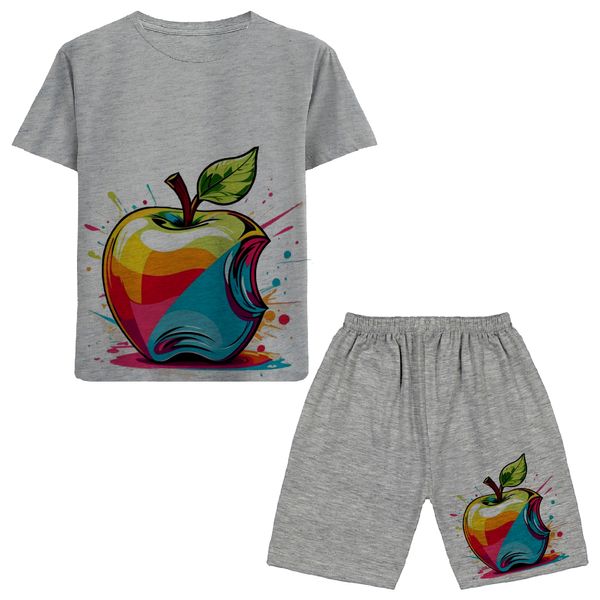 ست تی شرت و شلوارک پسرانه مدل سیب A86