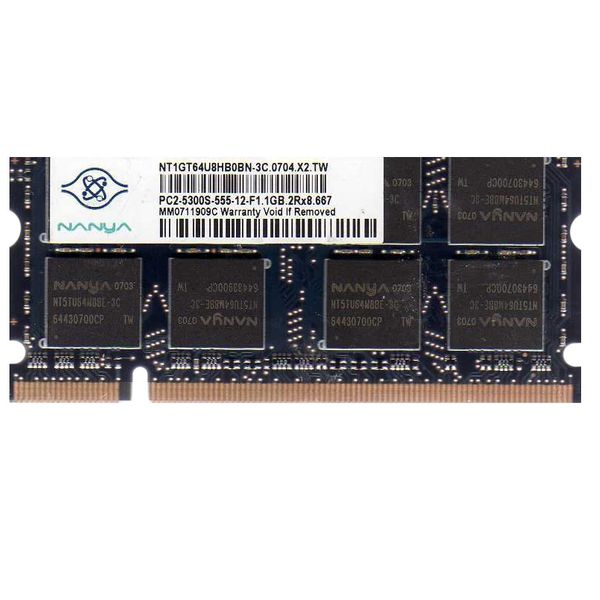 رم لپ تاپ DDR2 دو کاناله 667 مگاهرتز CL5 نانیا مدل NT1GT64 ظرفیت 1 گیگابایت