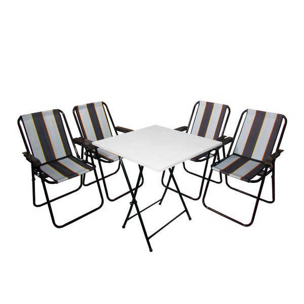 میز و صندلی تاشو سفری میزیمو مدل ساحلی کد 2643 مجموعه 5 عددی