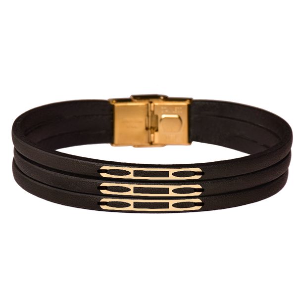  دستبند طلا 18 عیار مردانه کرابو طرح هندسی مدل Kr102261