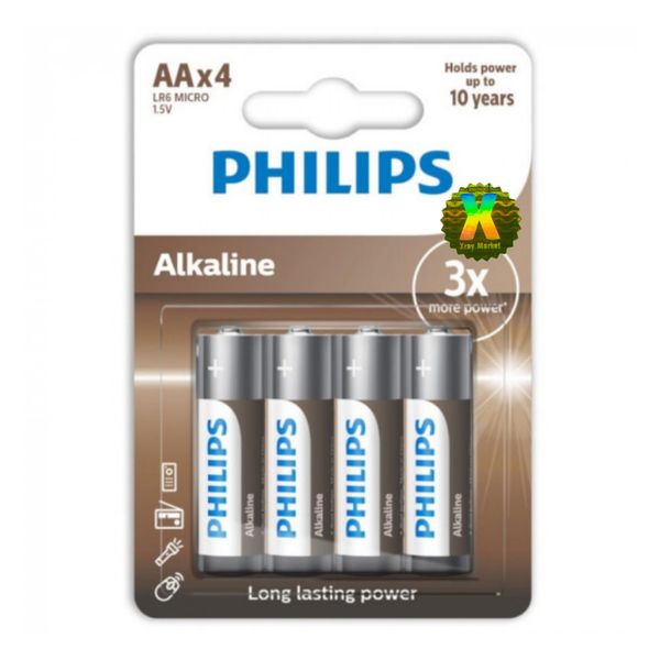 باتری قلمی فیلیپس مدل Alkaline AA LR6  XRAY بسته چهار عددی