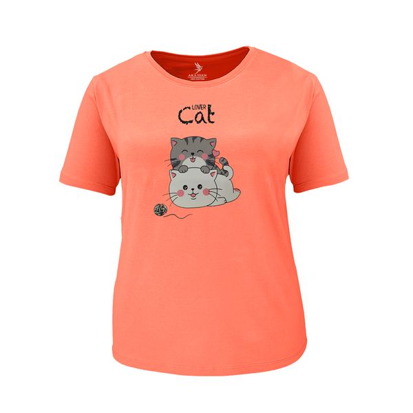 تی شرت آستین کوتاه زنانه آراتین مدل دو گربه