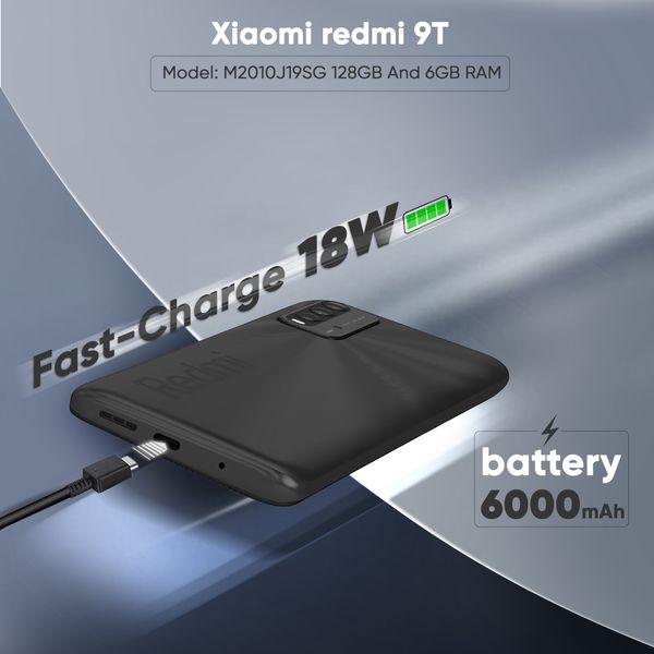 گوشی موبایل شیائومی مدل redmi 9T M2010J19SG ظرفیت 128 گیگابایت و رم 6 گیگابایت