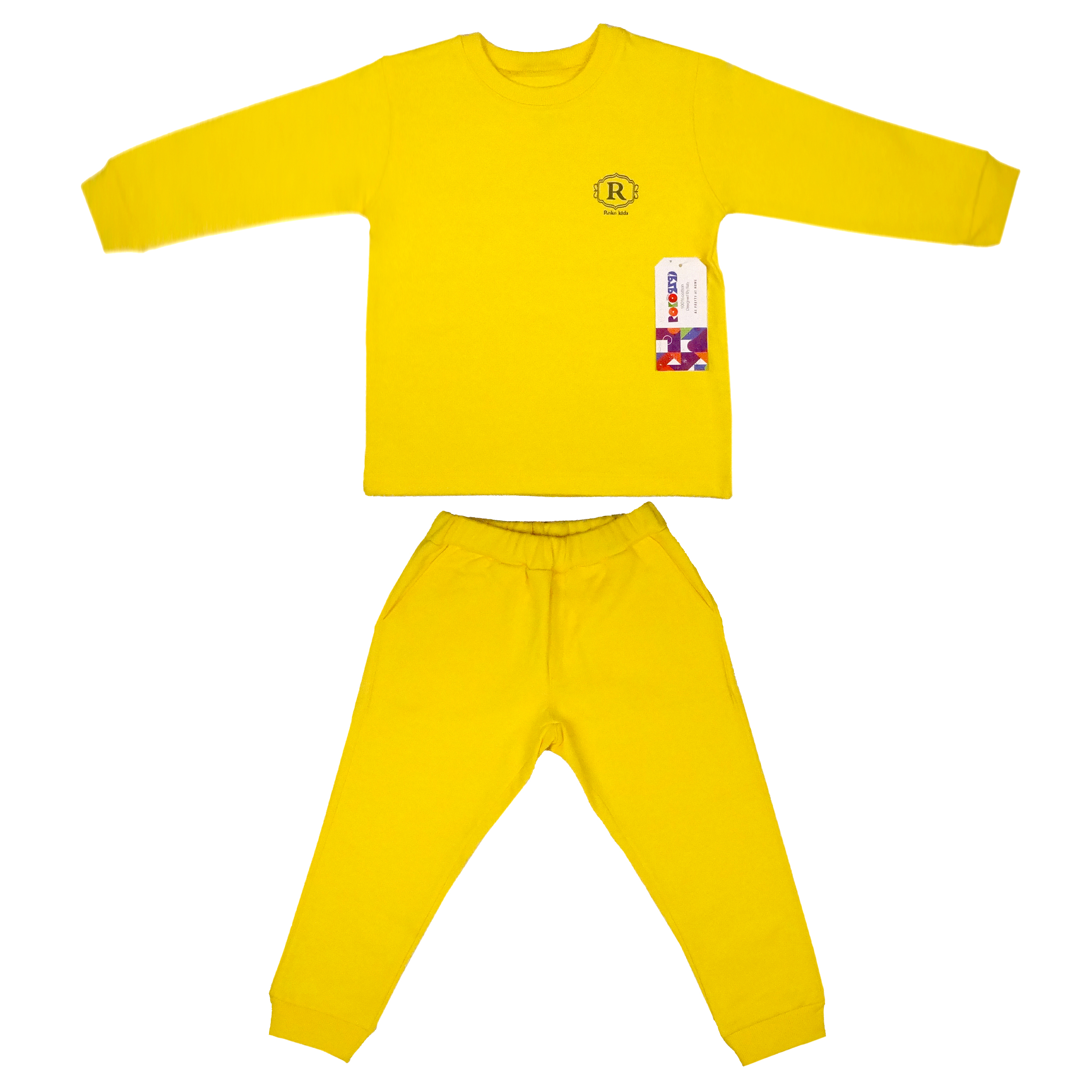 ست تیشرت و شلوار بچگانه روکو کوچولو مدل 003 رنگ زرد
