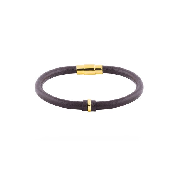 دستبند  طلا 18 عیار مردانه طلا و جواهر درریس مدل چرم و تک حلقه