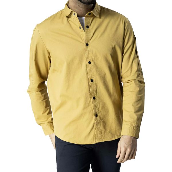 پیراهن آستین بلند مردانه جوتی جینز مدل کتان کد 3030108 رنگ  خردلی