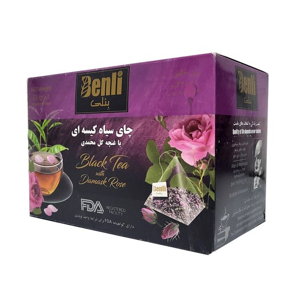 چای سیاه کیسه ای با غنچه گل محمدی بِنلی بسته 14 عددی