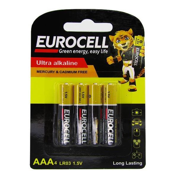 باتری نیم قلمی یوروسل مدل LR6 4B Ultra Alkaline بسته 4 عددی