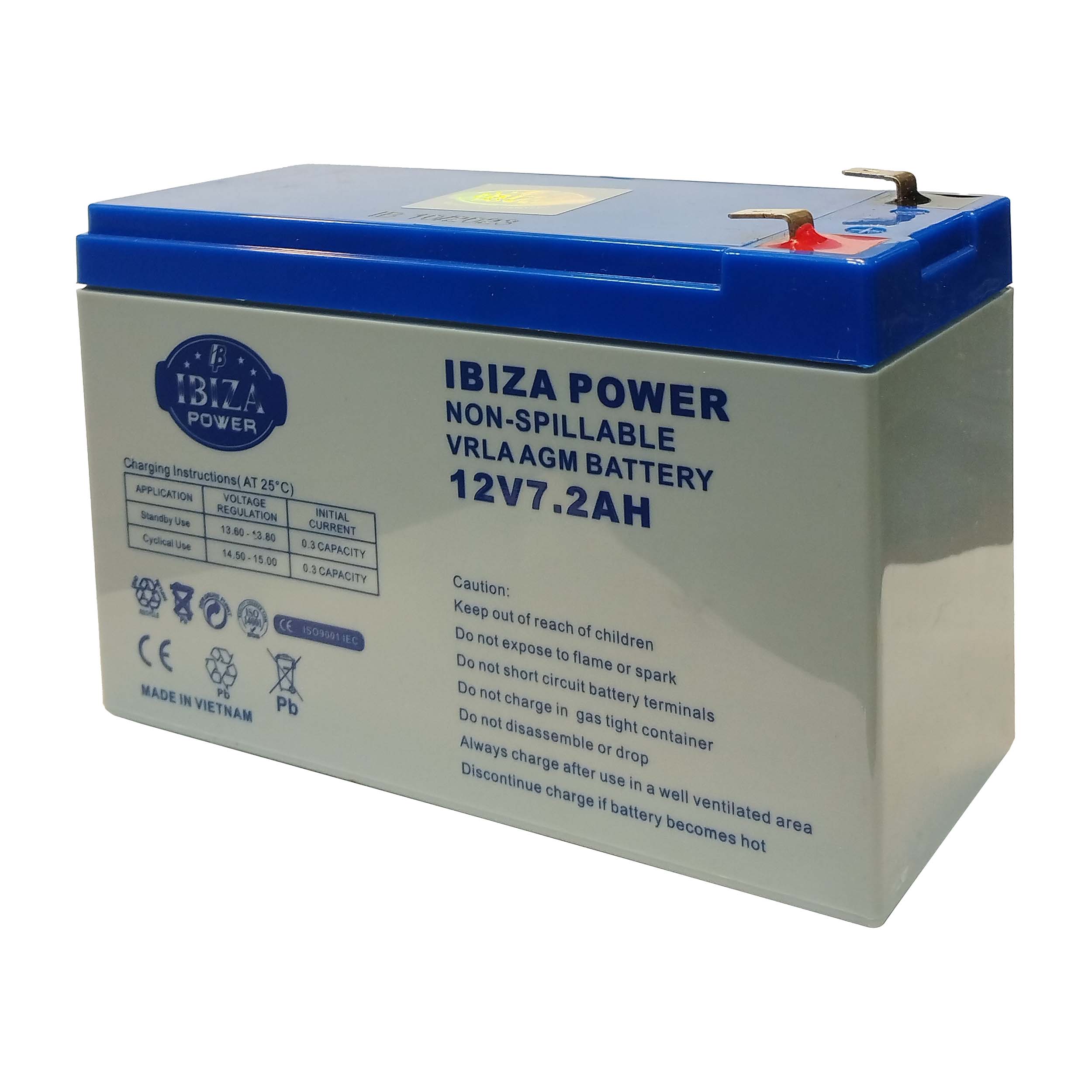 باتری سیلد اسید 12 ولت 7.2 آمپر ساعت ایبیزا مدل KSRE-12V-7.2A