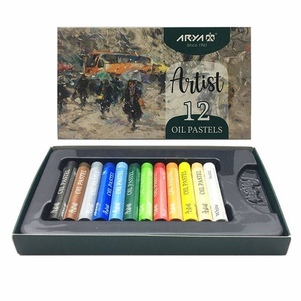 مداد شمعی 12 رنگ آریا مدل Artist کد 2601