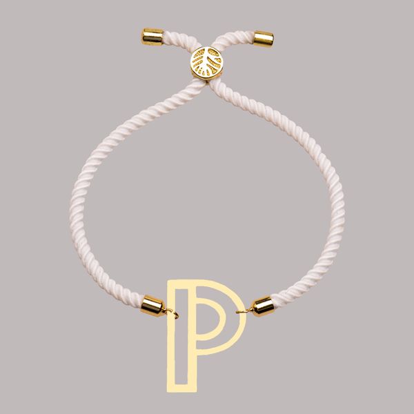 دستبند طلا 18 عیار زنانه کرابو طرح P مدل Kr102155
