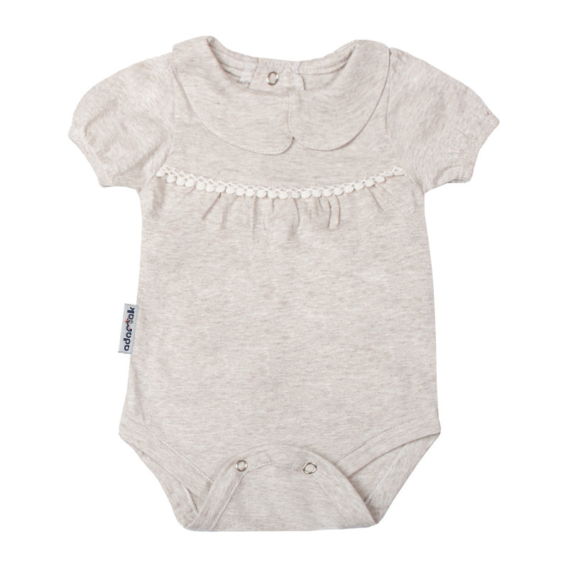 بادی آستین کوتاه نوزادی آدمک مدل گیپوردار کد 171201 رنگ نسکافه ای