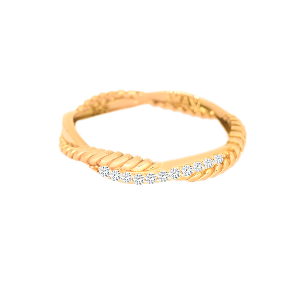 انگشتر طلا 18 عیار زنانه ماوی گالری مدل بافت طنابی و نگینی