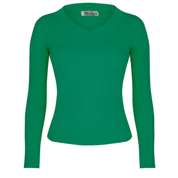 تی شرت آستین بلند زنانه دکسونری مدل  256003812 کبریتی رنگ سبز