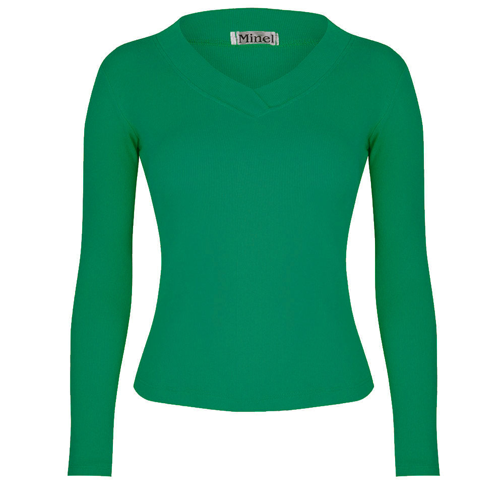 تی شرت آستین بلند زنانه دکسونری مدل  256003812 کبریتی رنگ سبز