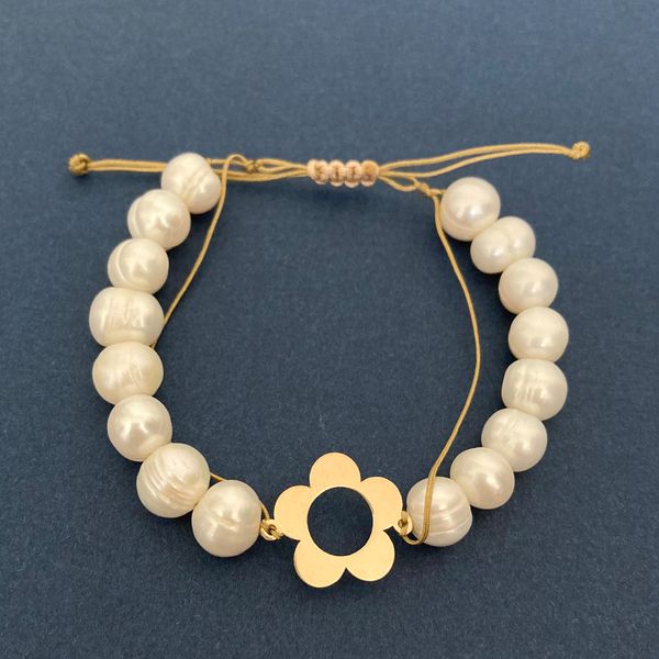دستبند طلا 18 عیار زنانه الماسین آذر طرح گل مدل GL03