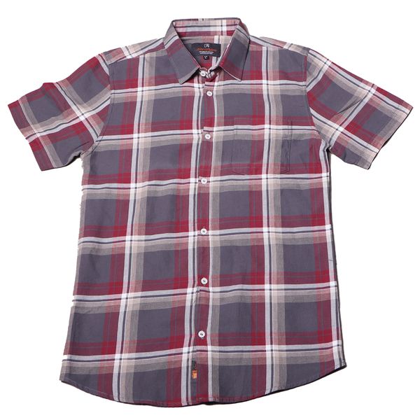 پیراهن آستین کوتاه مردانه مدل نخی چهارخونه کد 6763 رنگ قرمز